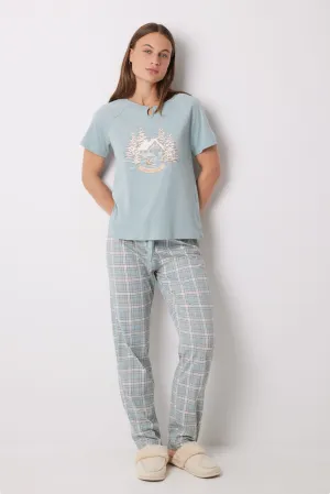 100% cotton Christmas checkered pajamas