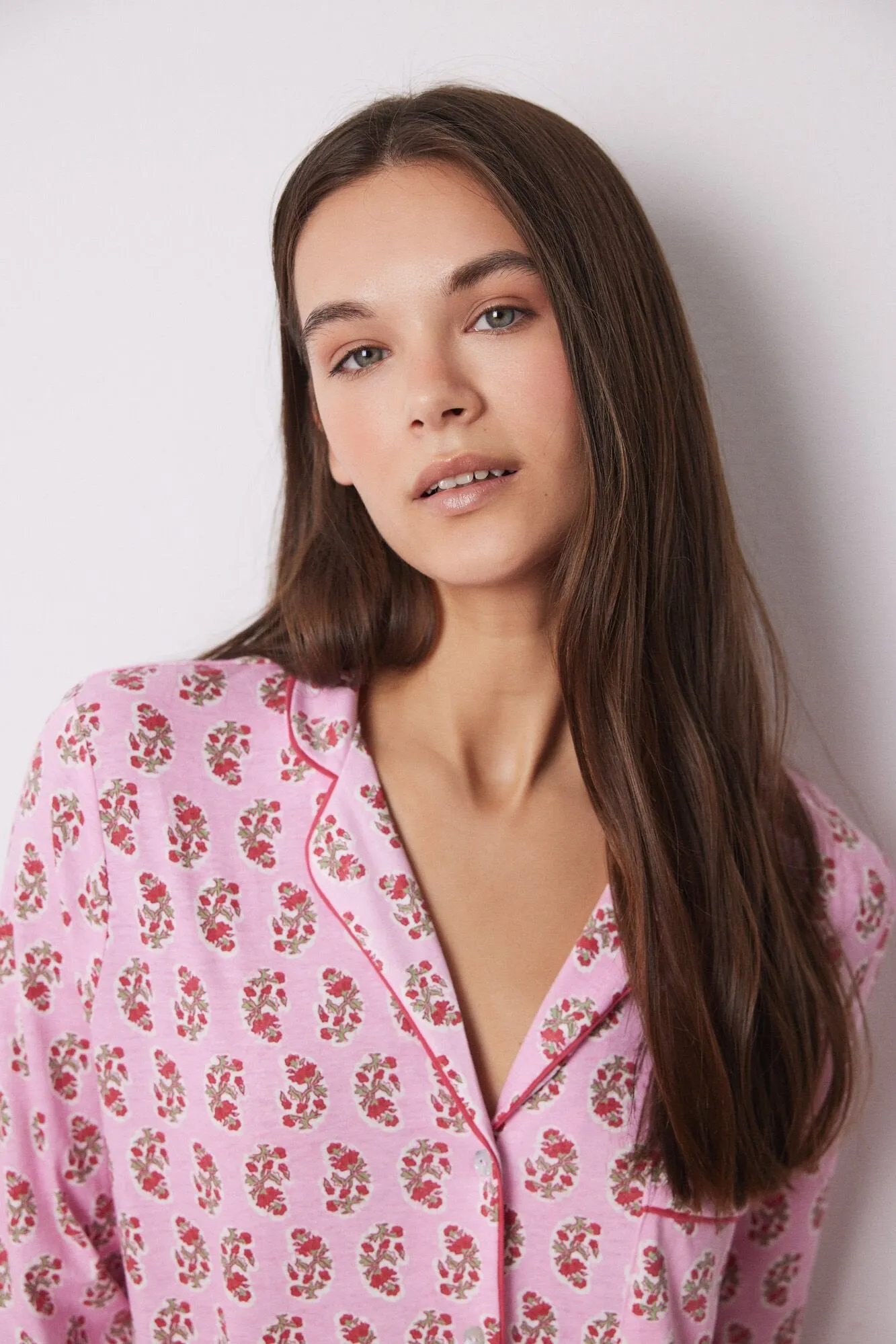 100% cotton shirt pajamas with Hindu flowers