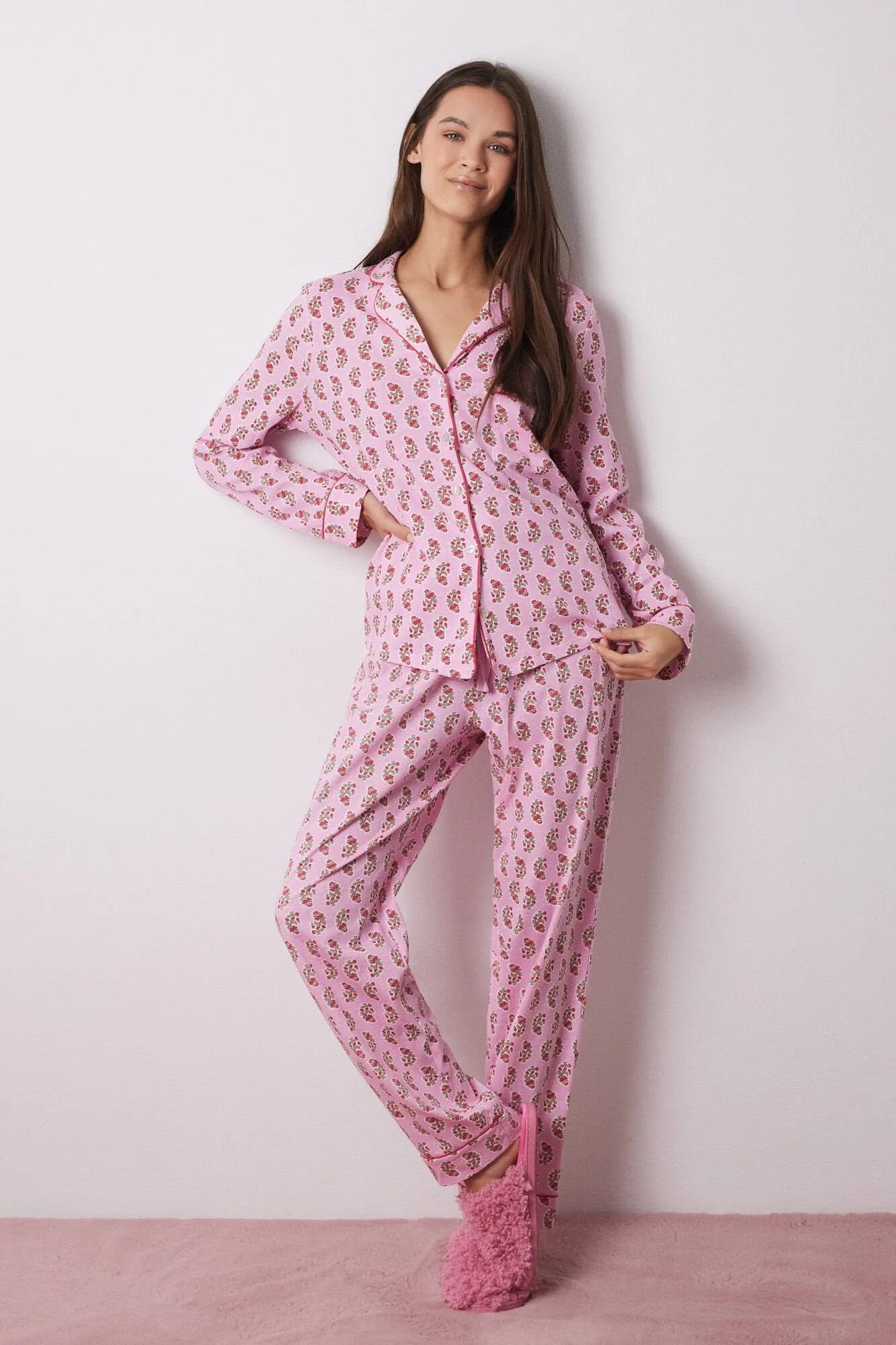 100% cotton shirt pajamas with Hindu flowers