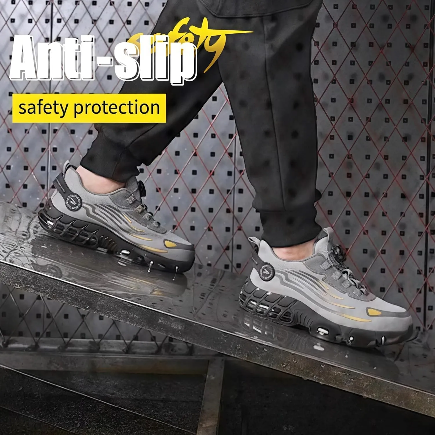 2025 New Steel Toe Shoes for Men Women,Puncture Proof Steel Toe Sneakes,High Elasticity Shock Absorption Air Cushion Shoes, Lightweight, Soft, Breathable