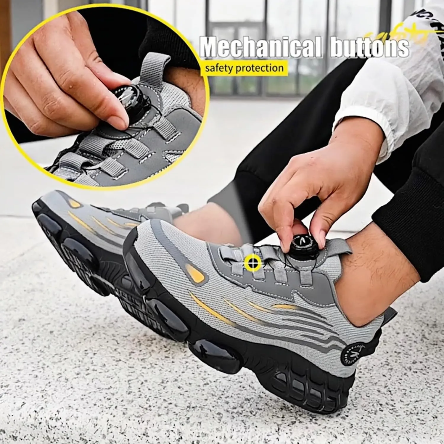 2025 New Steel Toe Shoes for Men Women,Puncture Proof Steel Toe Sneakes,High Elasticity Shock Absorption Air Cushion Shoes, Lightweight, Soft, Breathable