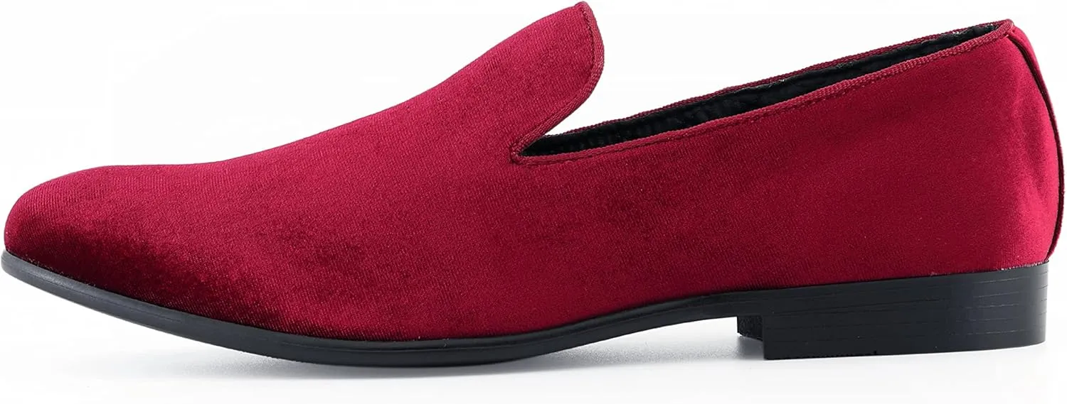 Amali Fishman Mens Dress Shoes Plush Velvet with a Quilted Design Slip-on Driver Shoes for Men Velvet Loafers The Original Smoking Men Tuxedo Slipper Shoes