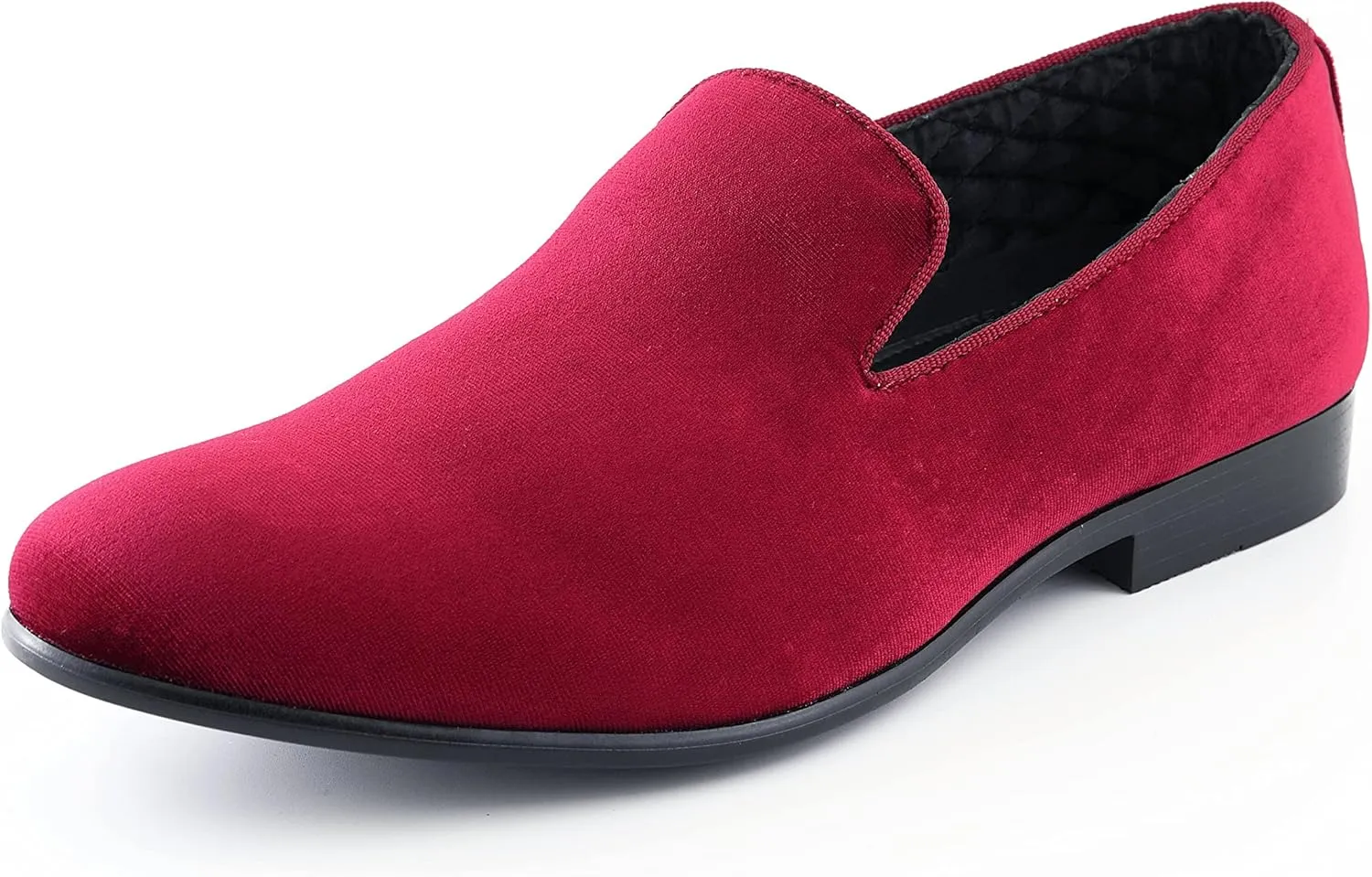 Amali Fishman Mens Dress Shoes Plush Velvet with a Quilted Design Slip-on Driver Shoes for Men Velvet Loafers The Original Smoking Men Tuxedo Slipper Shoes
