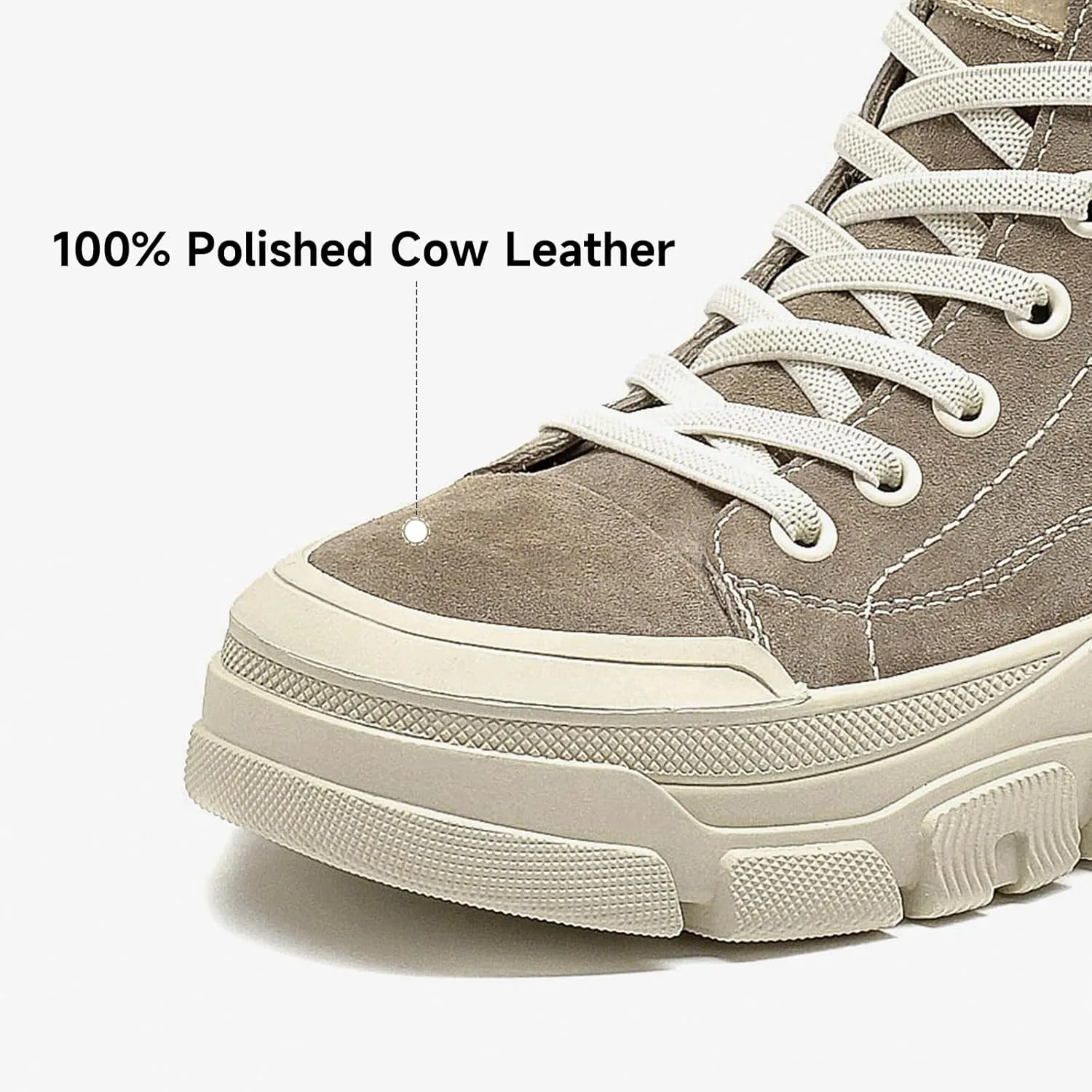 BEAU TODAY Womens Flat Sneakers, Retro Comfortable Lace-up Fashion Sneakers for Women, Buckle Decoration Casual Leather Walking Shoes
