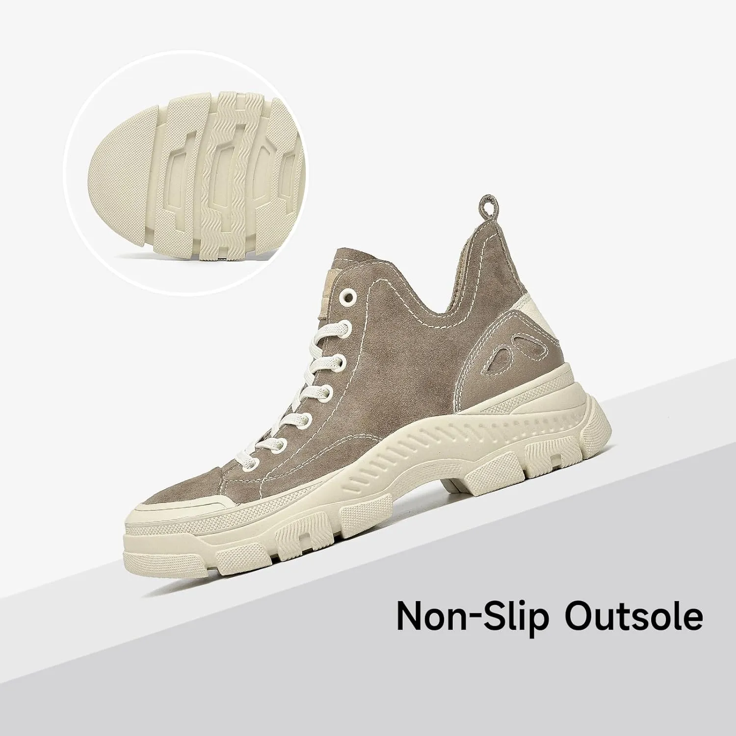 BEAU TODAY Womens Flat Sneakers, Retro Comfortable Lace-up Fashion Sneakers for Women, Buckle Decoration Casual Leather Walking Shoes