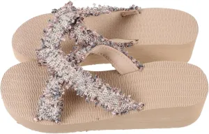 BESPORTBLE 1 Pair of Simulation Straw Woven Summer Beach Shoes for Women Flat Sandals Imitation Straw Slippers Simple Fashion Slippers