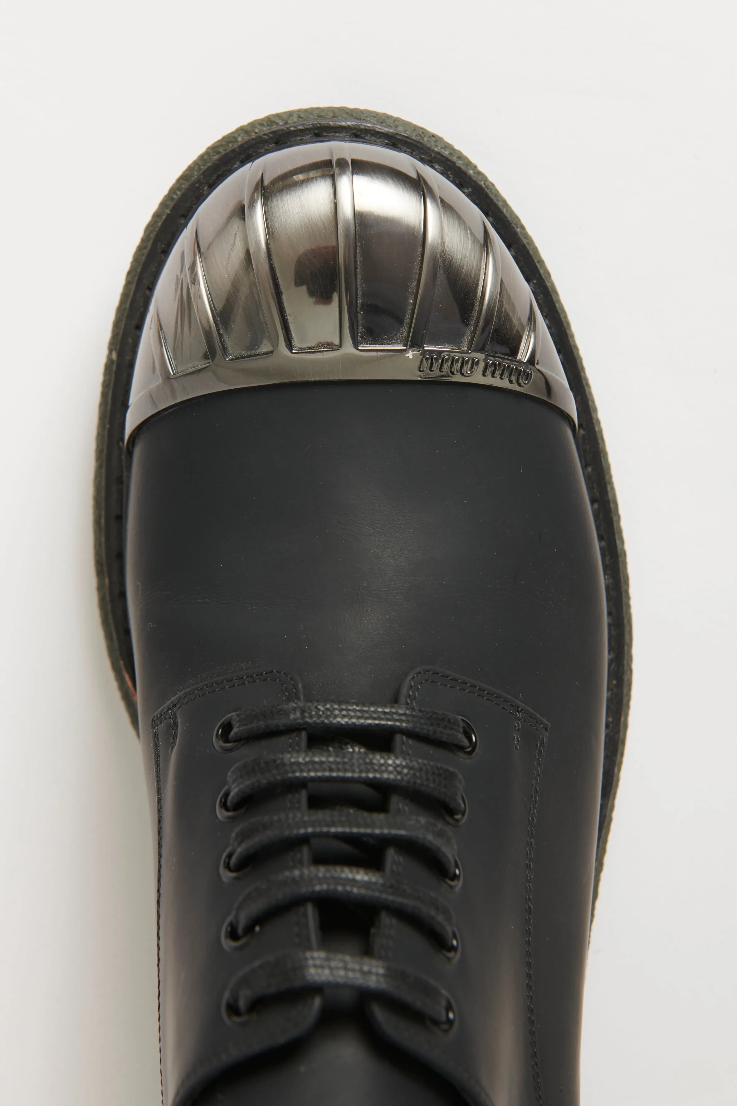 Black and Silver Preowned Oxford Lace Ups