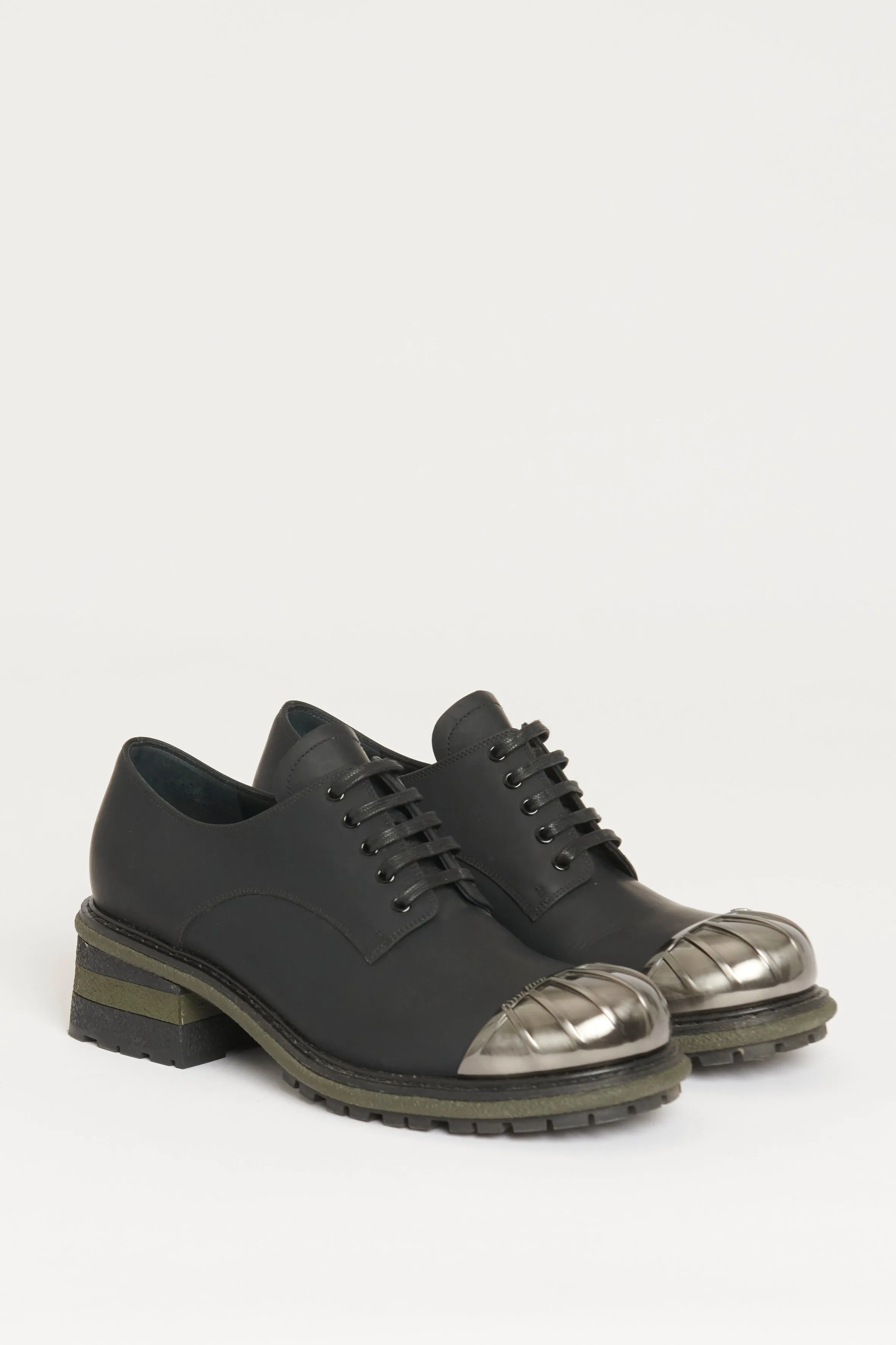 Black and Silver Preowned Oxford Lace Ups