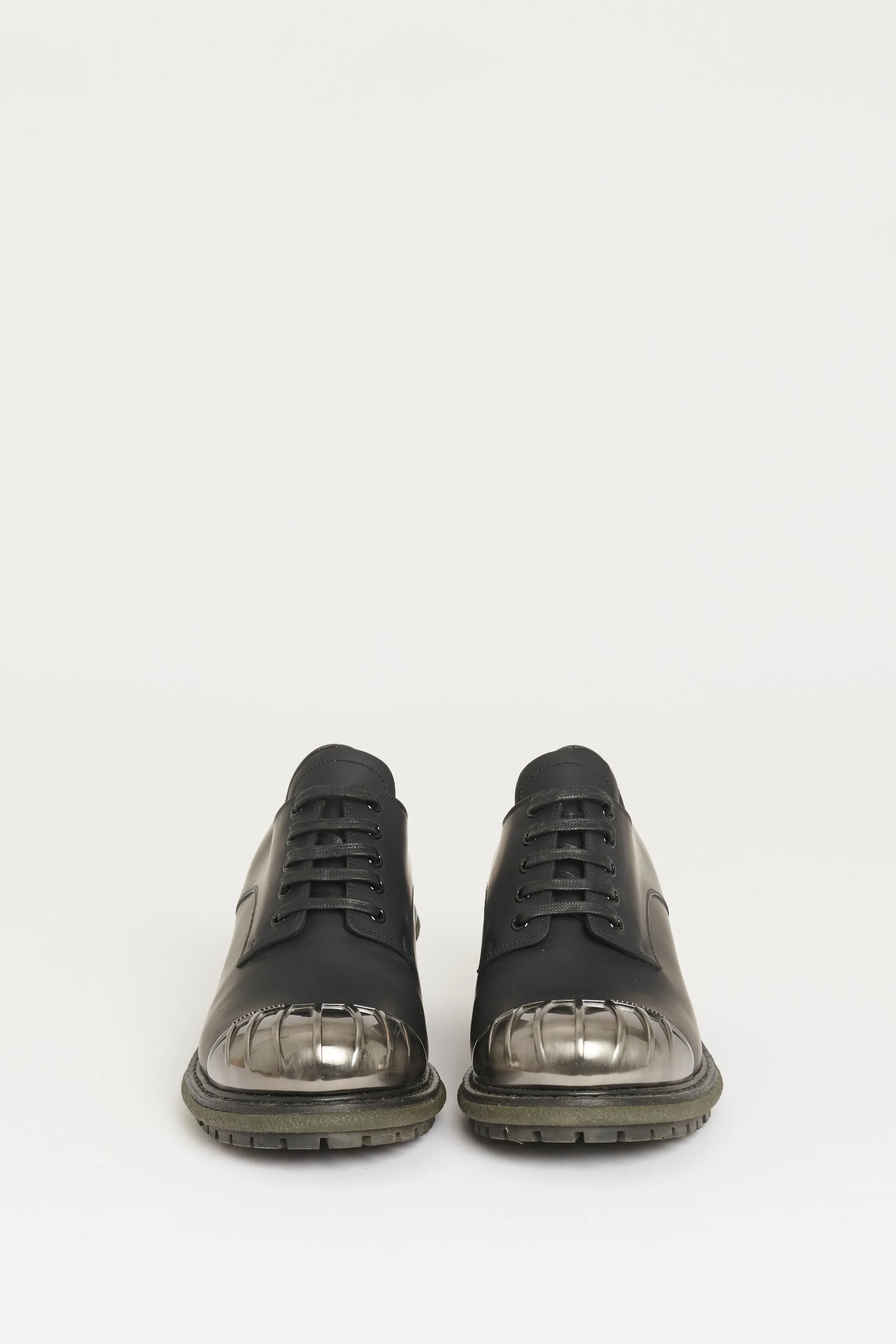 Black and Silver Preowned Oxford Lace Ups