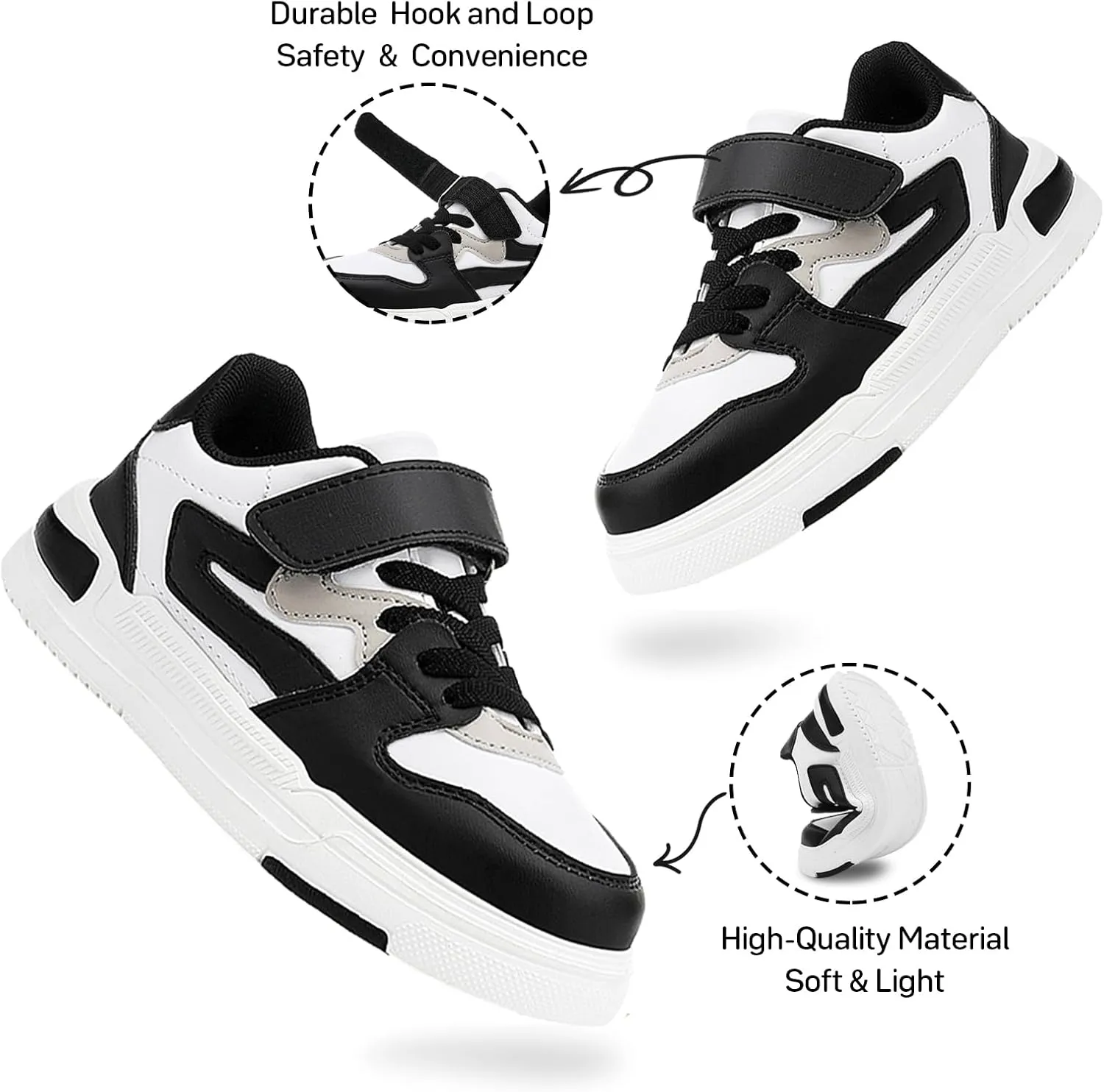 Boys Girls Shoes Kids Skateboard Sneakers Casual Tennis Shoes with Hook and Loop Children Lightweight Durable Athletic Footwear(Little/Big Kid)