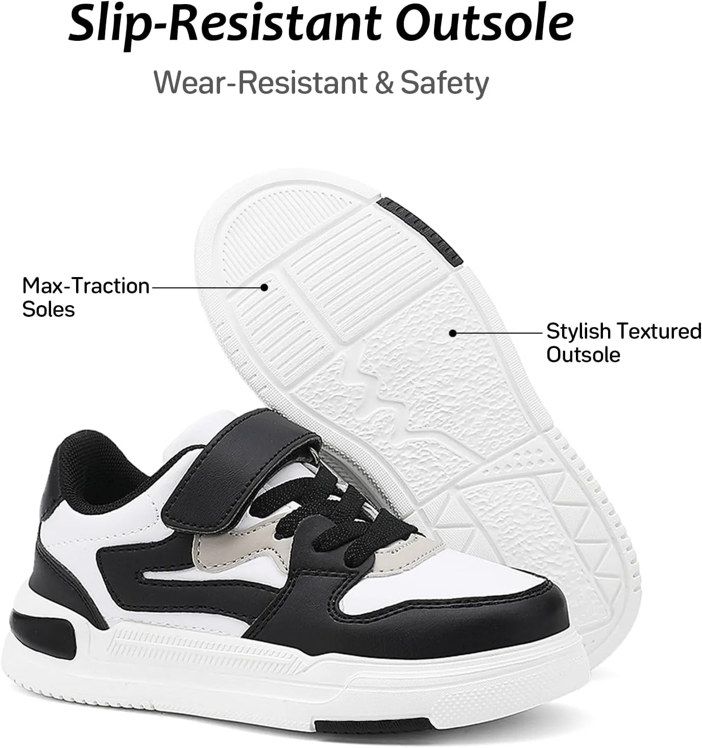 Boys Girls Shoes Kids Skateboard Sneakers Casual Tennis Shoes with Hook and Loop Children Lightweight Durable Athletic Footwear(Little/Big Kid)