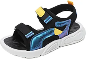 Boys Girls Sports Sandals Open Toe Slip On Double Strap Adjustable Water Shoes Kids Trendy Summer Beach Sandals