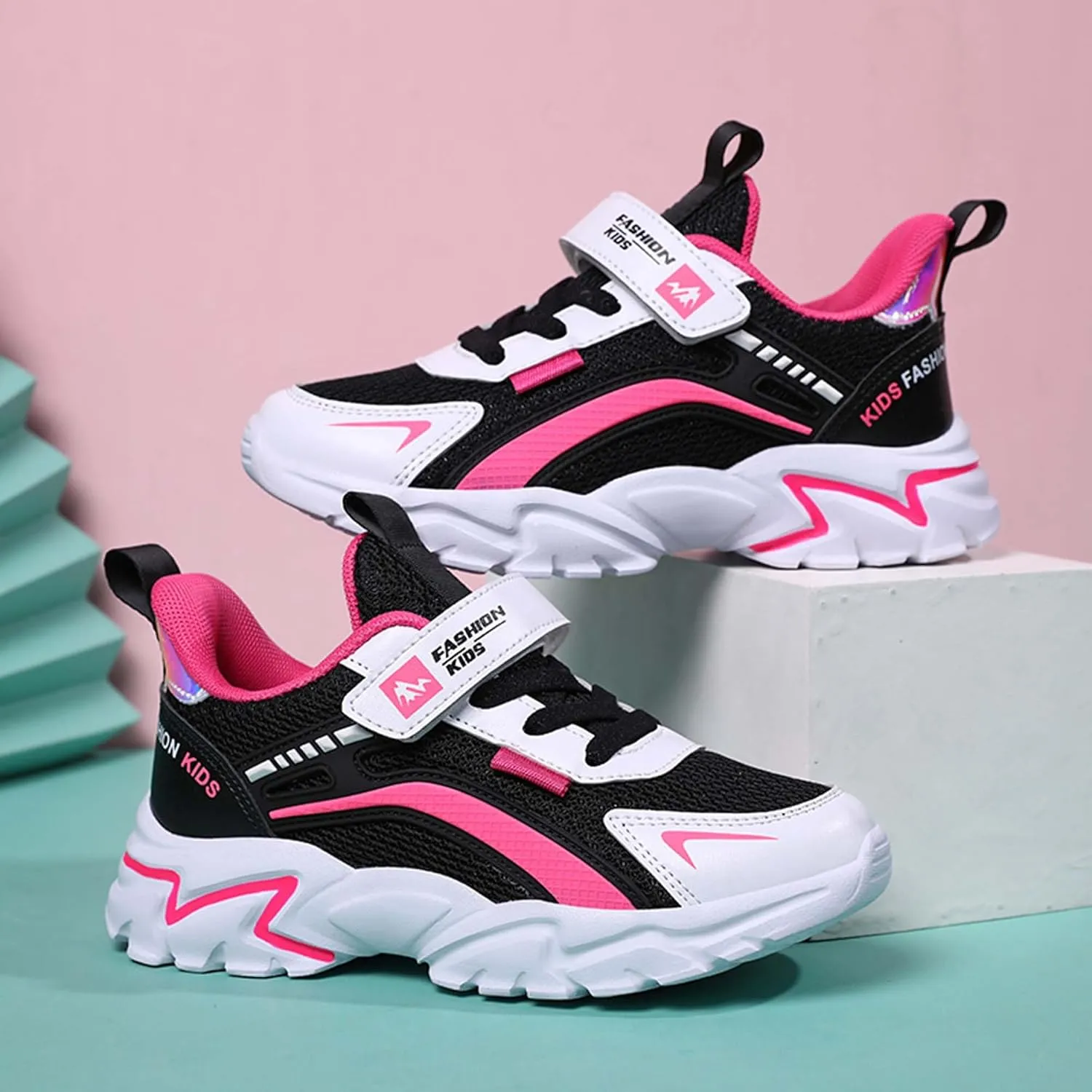 Boys' Kids Rotating Buckle Fashion Sneakers, Lightweight & Breathable, Non-Slip Basketball & Skating Shoes, Wear-Resistant, Durable, All-Season Sports & Hiking Shoes