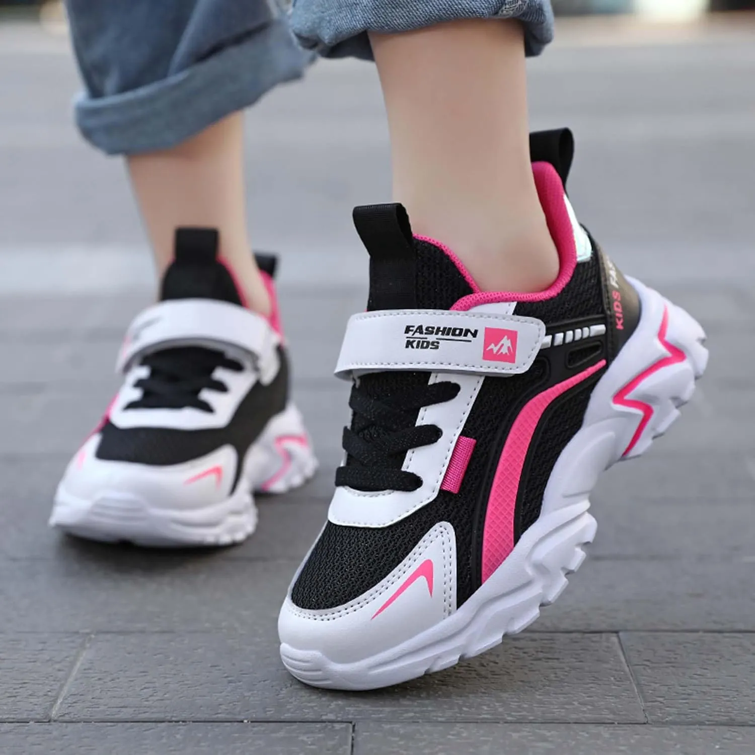 Boys' Kids Rotating Buckle Fashion Sneakers, Lightweight & Breathable, Non-Slip Basketball & Skating Shoes, Wear-Resistant, Durable, All-Season Sports & Hiking Shoes