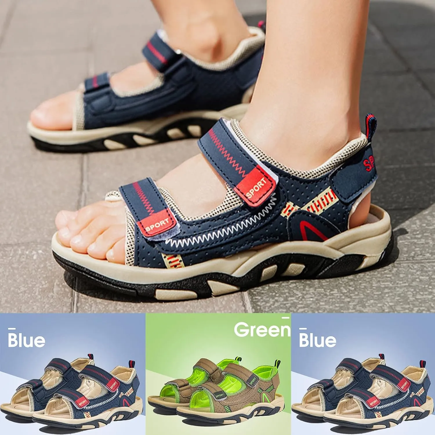 Boys Sport Sandals Open Toe Outdoor Hiking Athletic Walking Shoes for Summer 2025 Kids Fashion Trendy Beach Shoes