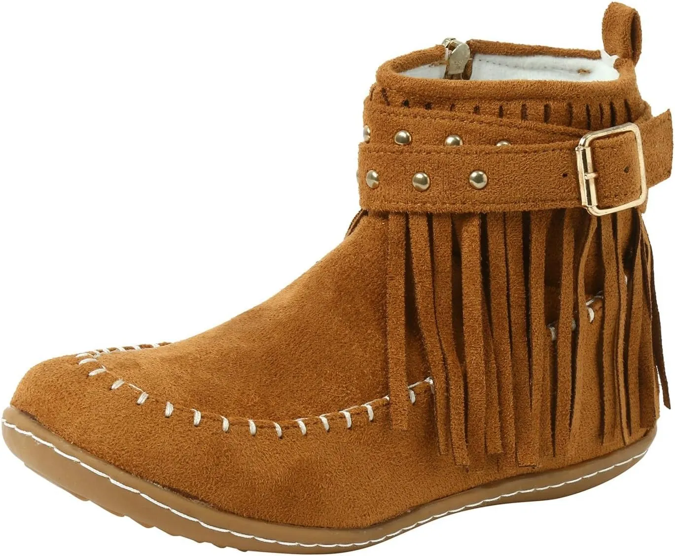 Cathalem Women's Ankle Boots No Heel Fall Cutout Booties Ankle Heels Low Stacked Ruffle Slip On Dress Short Boots Shoes