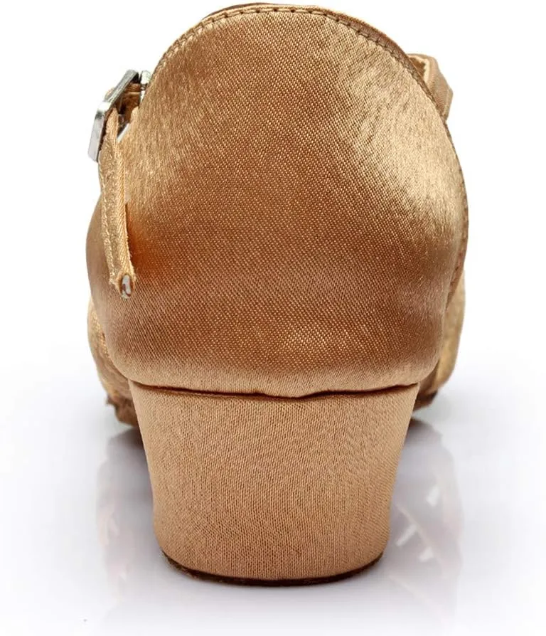 Chunky Heels Sandals Women Summer Dress Shoes Latin Dance Shoes Satin Ballroom Tango Performance Practice Dance Shoes