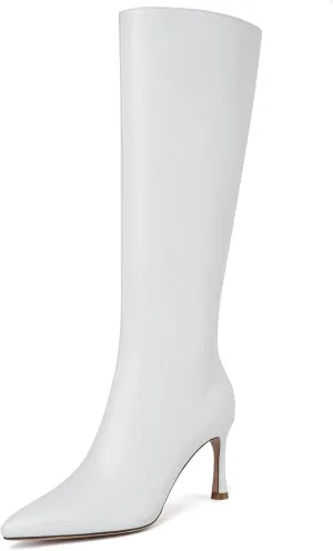CKSNDLF Knee High Boots For Women Stylish Pointed Toe Stiletto High Heel Tall Boots with Side Zipper Dress Sexy Fashion Party Shoes