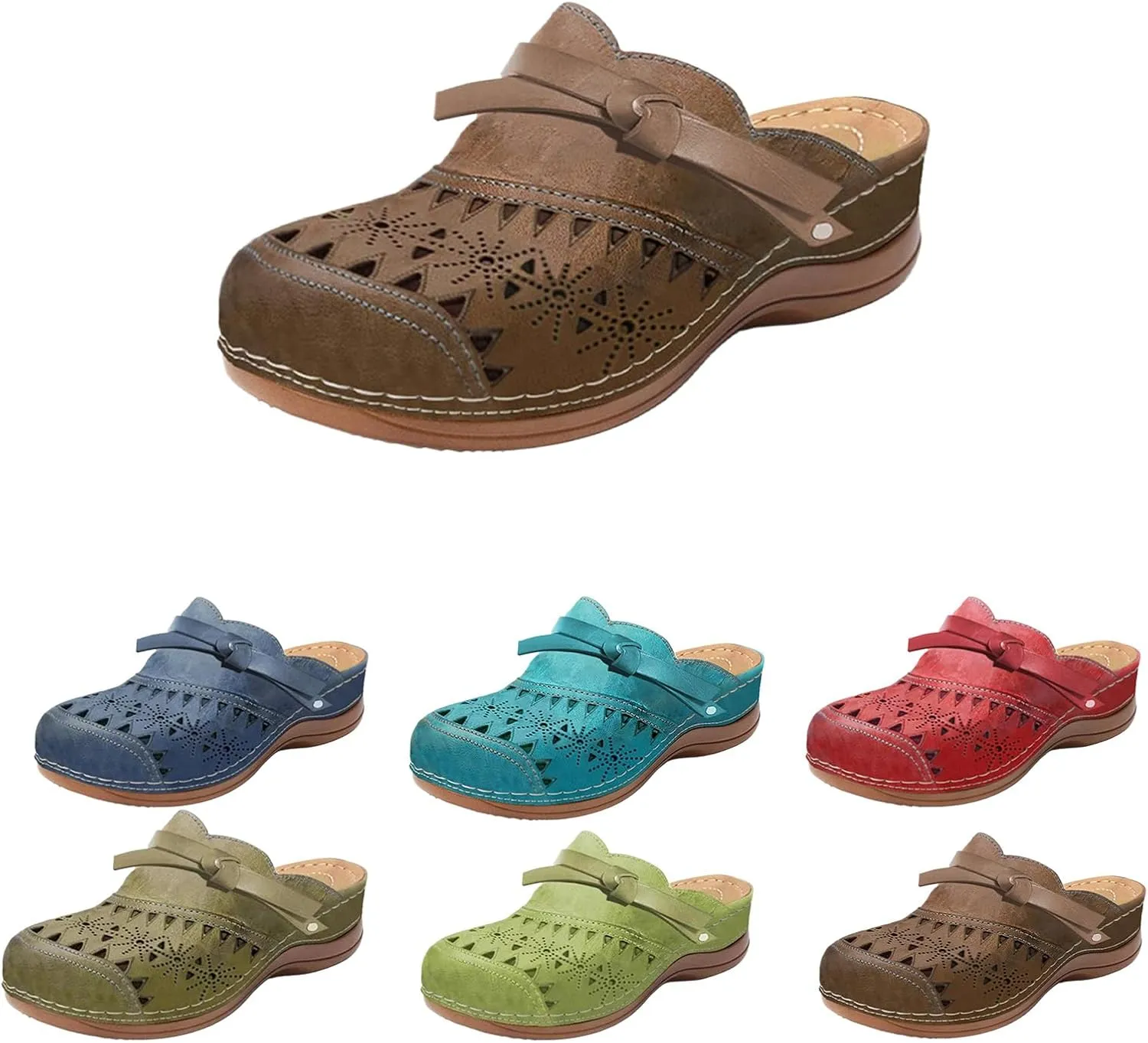 Clogs for Women Mules Wide Width Wedge Sandals Hollow Out Closed Toe Slip On Slippers Arch Support Outdoor Beach Slippers Quick-Dry Water Shoes Casual Sandals,Comfortable Slipper