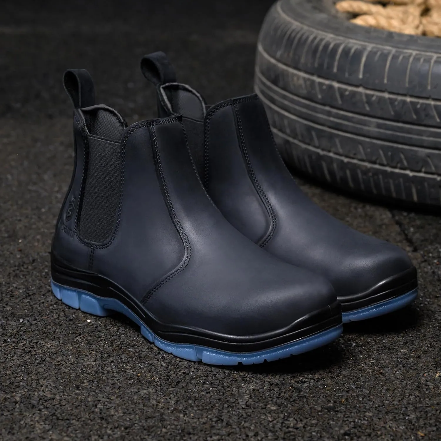 Composite/Steel Toe Chelsea Work Boots for Men Fashion Classic Ankle Industrial Construction Insulated Safety Shoes 6 Inch Full Grain Leather Brown Black