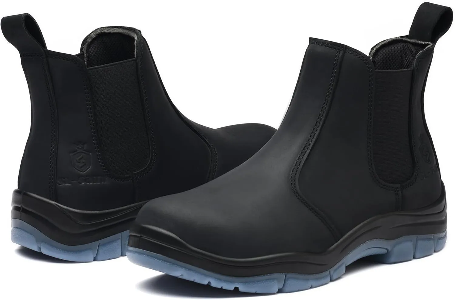 Composite/Steel Toe Chelsea Work Boots for Men Fashion Classic Ankle Industrial Construction Insulated Safety Shoes 6 Inch Full Grain Leather Brown Black