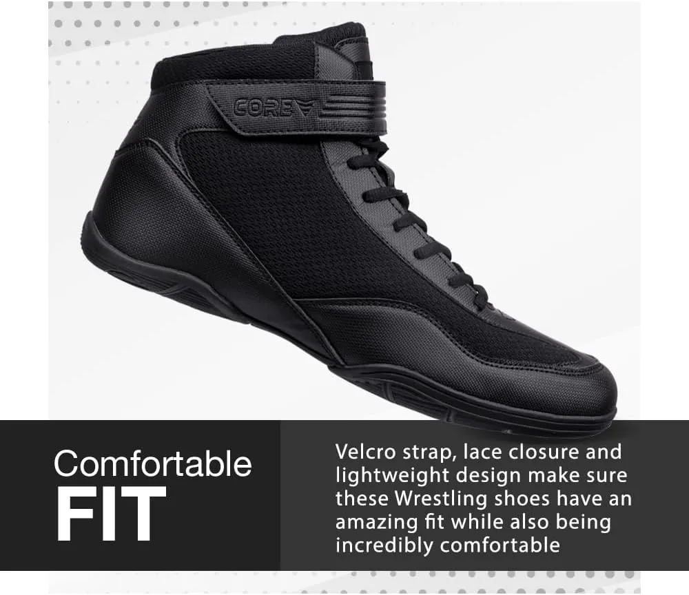 CORE Wrestling Shoes  High Traction Wrestling Shoes for Men, Women, Youth & Kids - Durable Shoes for Wrestling, Boxing, Weightlifting & Bodybuilding  Combat Sports Footwear, Lightweight Gym Shoes