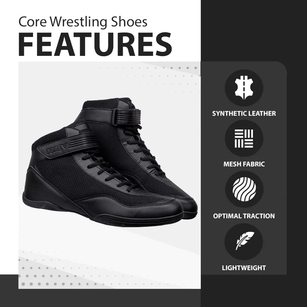 CORE Wrestling Shoes  High Traction Wrestling Shoes for Men, Women, Youth & Kids - Durable Shoes for Wrestling, Boxing, Weightlifting & Bodybuilding  Combat Sports Footwear, Lightweight Gym Shoes