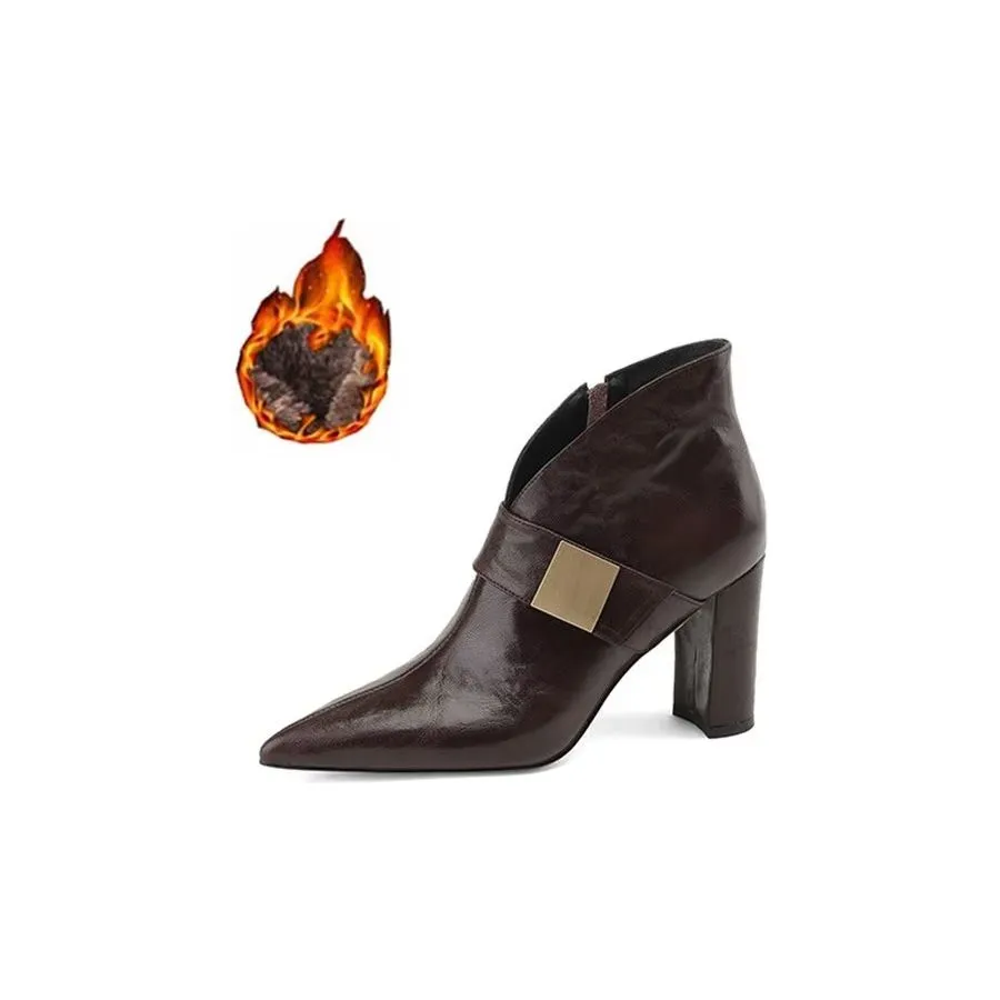 CowLuxe Metal Accent Ankle Booties