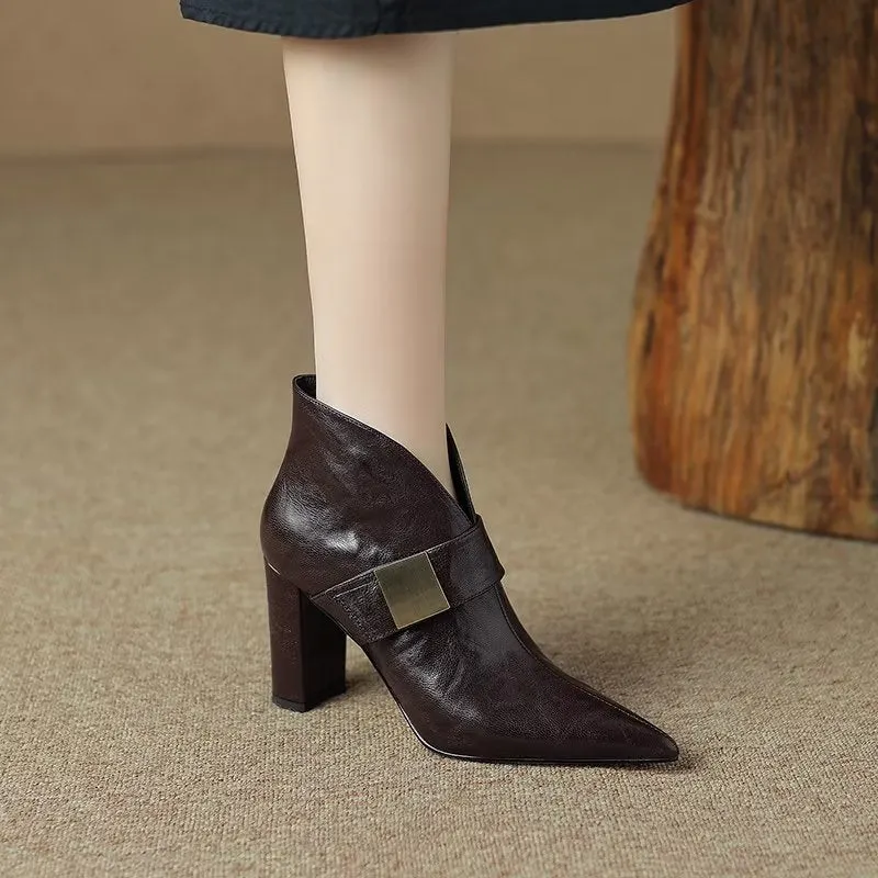 CowLuxe Metal Accent Ankle Booties
