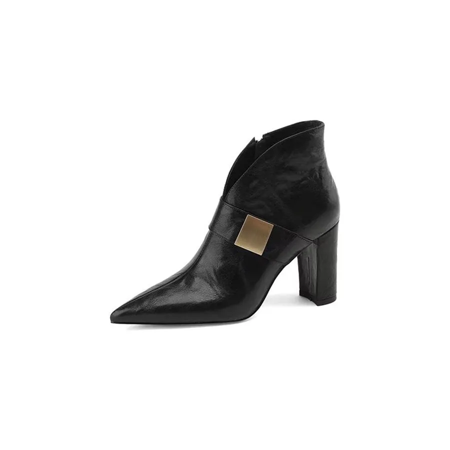 CowLuxe Metal Accent Ankle Booties