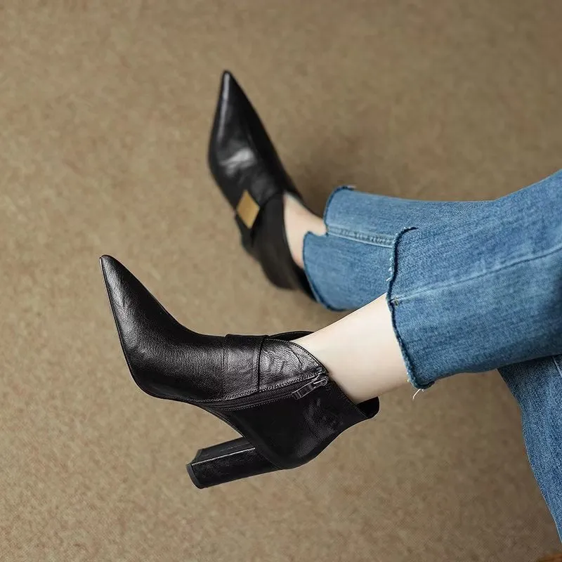 CowLuxe Metal Accent Ankle Booties