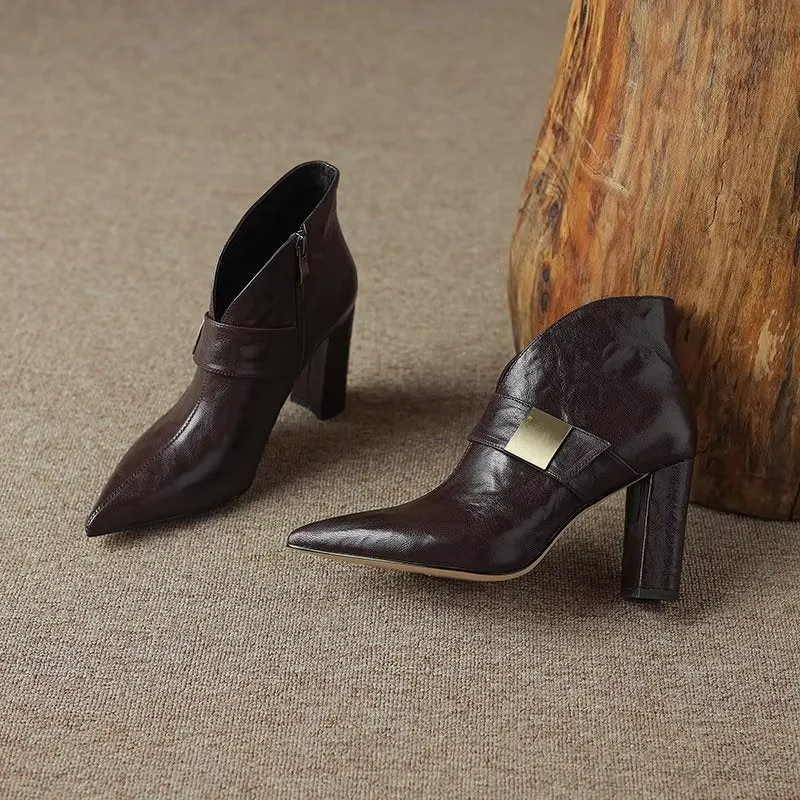 CowLuxe Metal Accent Ankle Booties