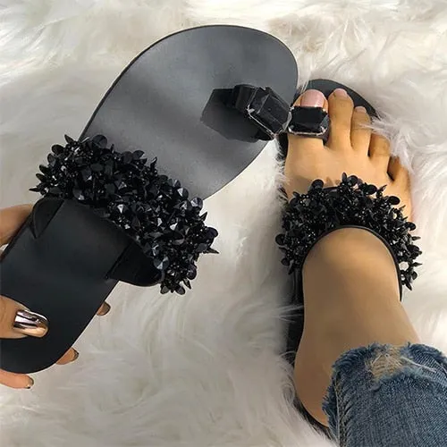 Crystal Button Wedges Platform Sandal