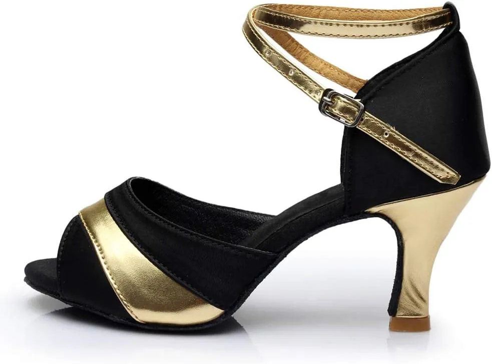 CsgrFagr Women Ladies Dancing Prom Ballroom Latin Ballet Dance Singles Shoes Women's Sandals with Straps (Gold, 7)