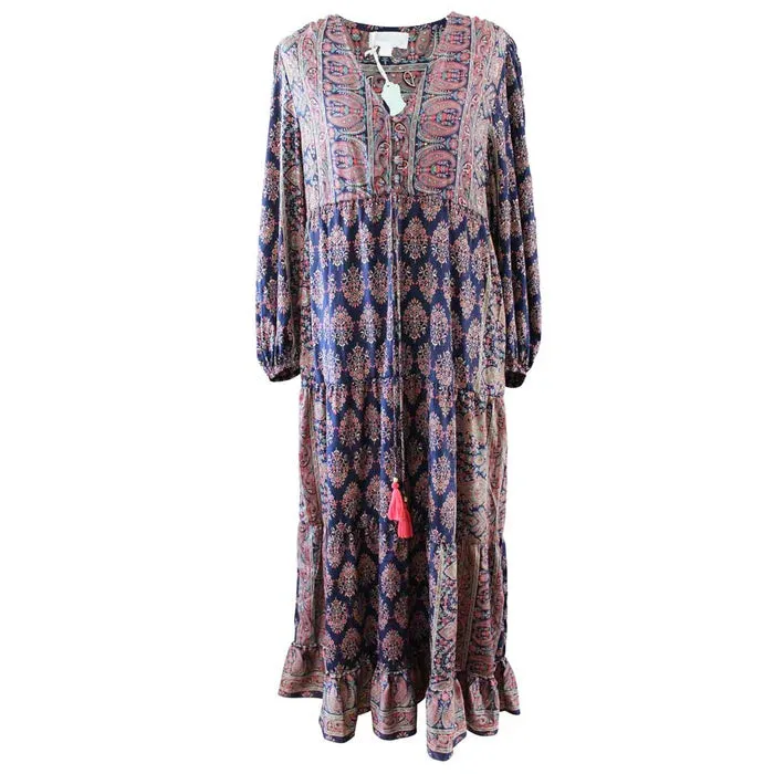 Dahlia Navy Blue Paisley Dress