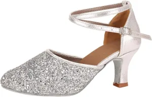 Dancing Shoes for Woman Latin Dance Shoes Chunky Prom Shoe Ballroom Dance Shoe Closed Toe Tango Pumps