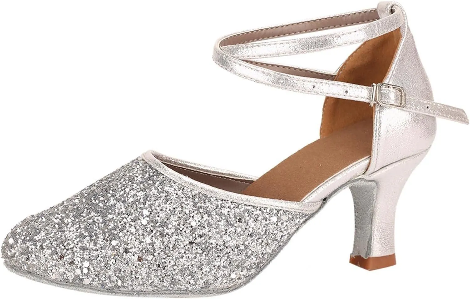 Dancing Shoes for Woman Latin Dance Shoes Chunky Prom Shoe Ballroom Dance Shoe Closed Toe Tango Pumps