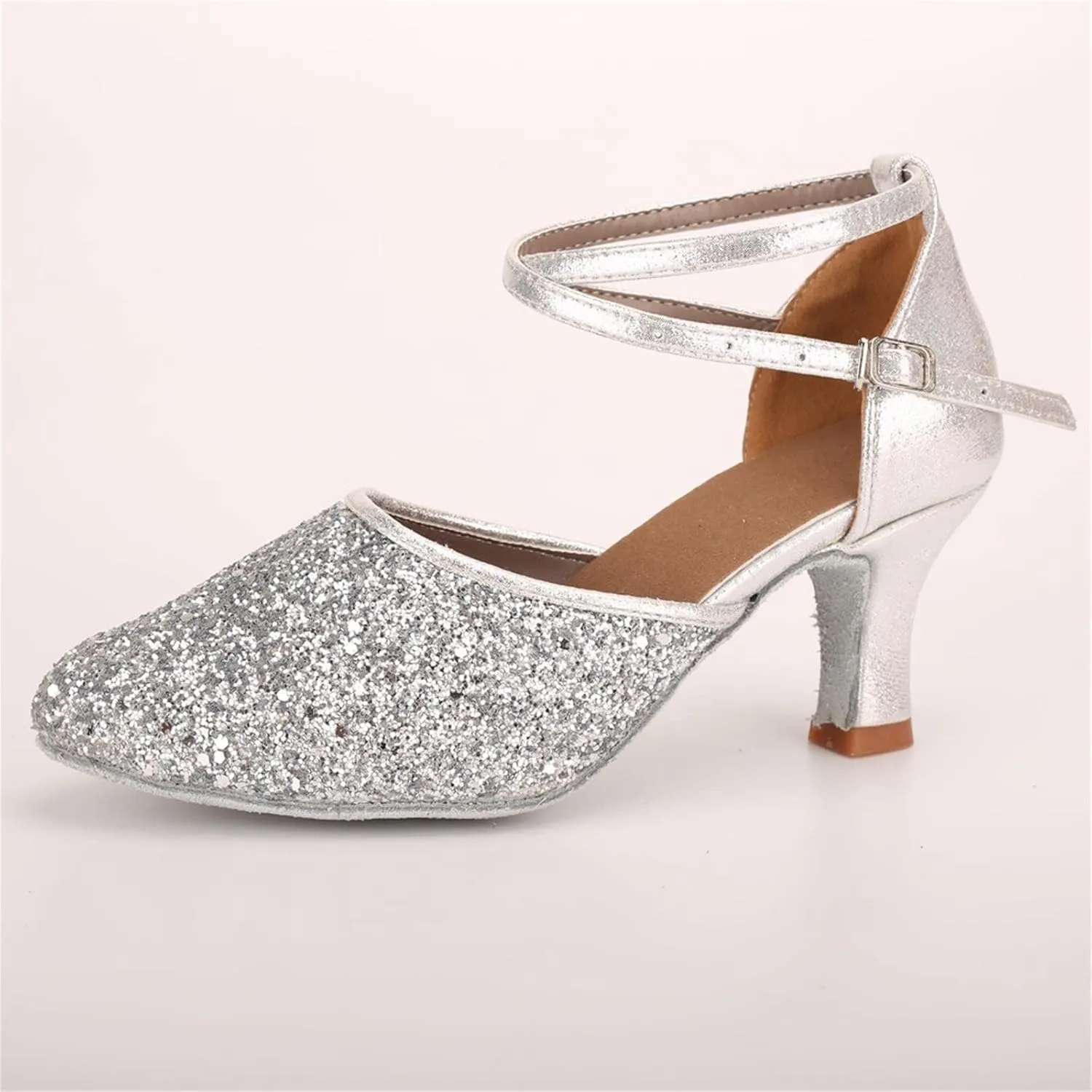Dancing Shoes for Woman Latin Dance Shoes Chunky Prom Shoe Ballroom Dance Shoe Closed Toe Tango Pumps