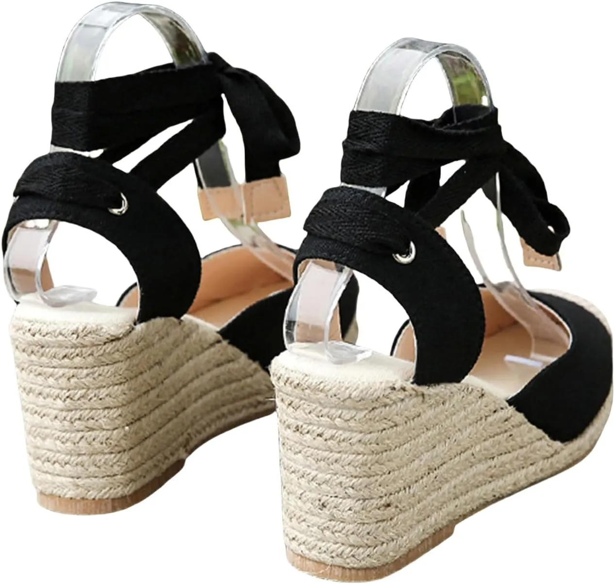 Espadrilles Wedges for Women Closed Toe Lace Up Platform Sandals Ankle Strap Summer Dress Shoes, Casual Beach Platform Espadrille Sandals Slip on Comfortable Slingback
