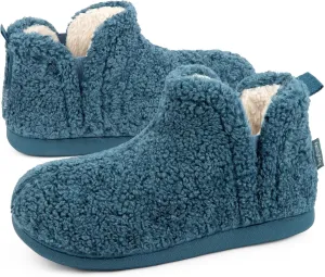 FamilyFairy Bootie Slippers for Women Warm House Shoes Memory Foam Indoor Outdoor Fuzzy Boots with Rubber Sole