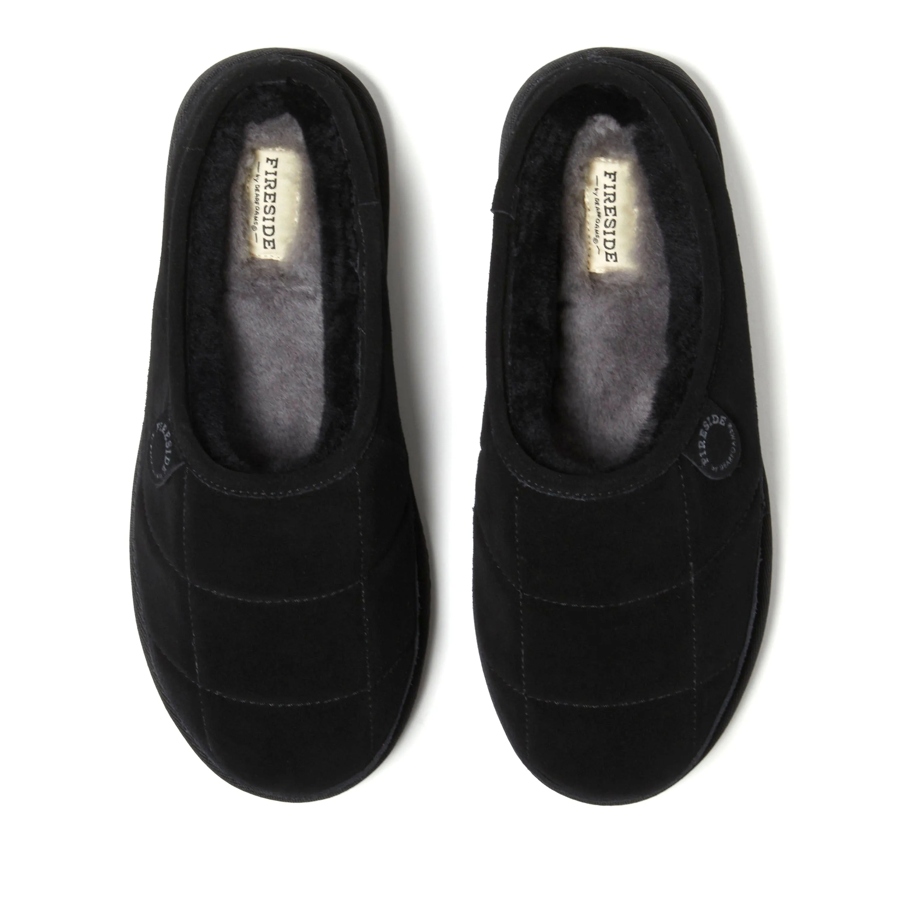 Fireside by Dearfoams Men's Grafton Quilted Genuine Shearling Clog Slipper