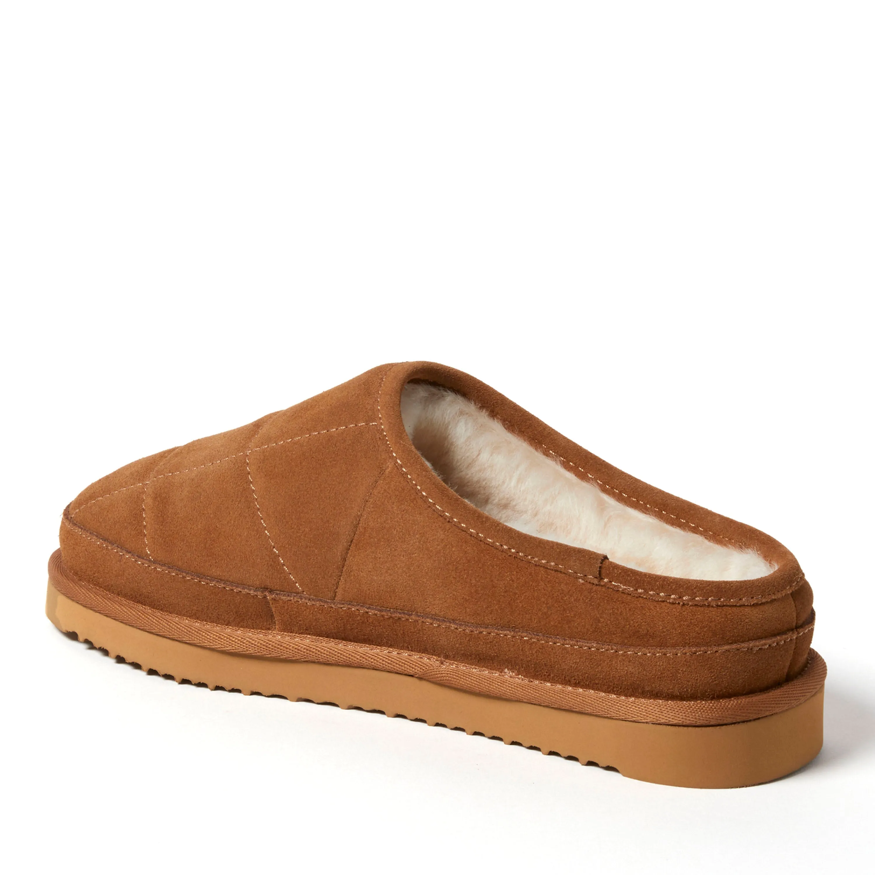 Fireside by Dearfoams Men's Grafton Quilted Genuine Shearling Clog Slipper