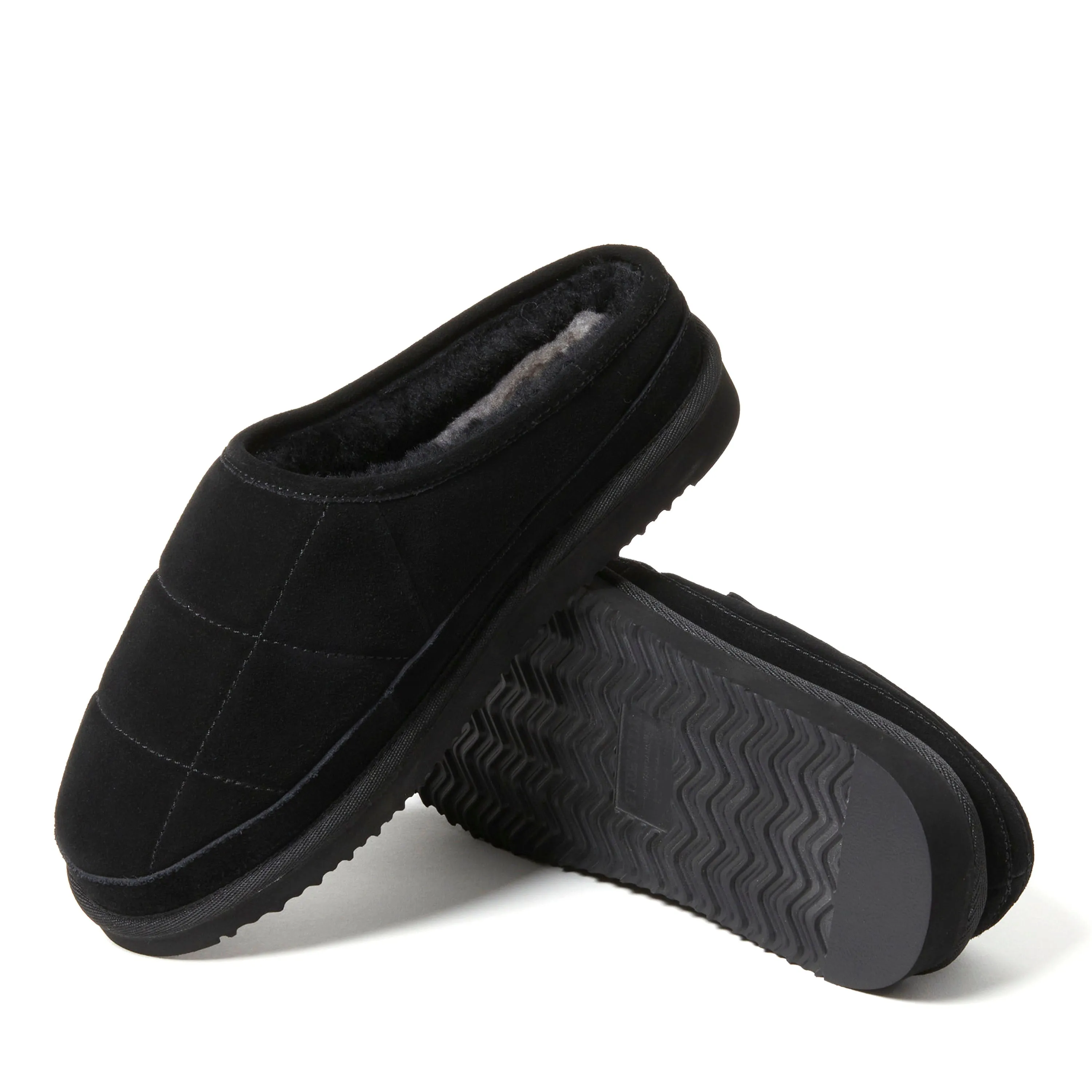 Fireside by Dearfoams Men's Grafton Quilted Genuine Shearling Clog Slipper