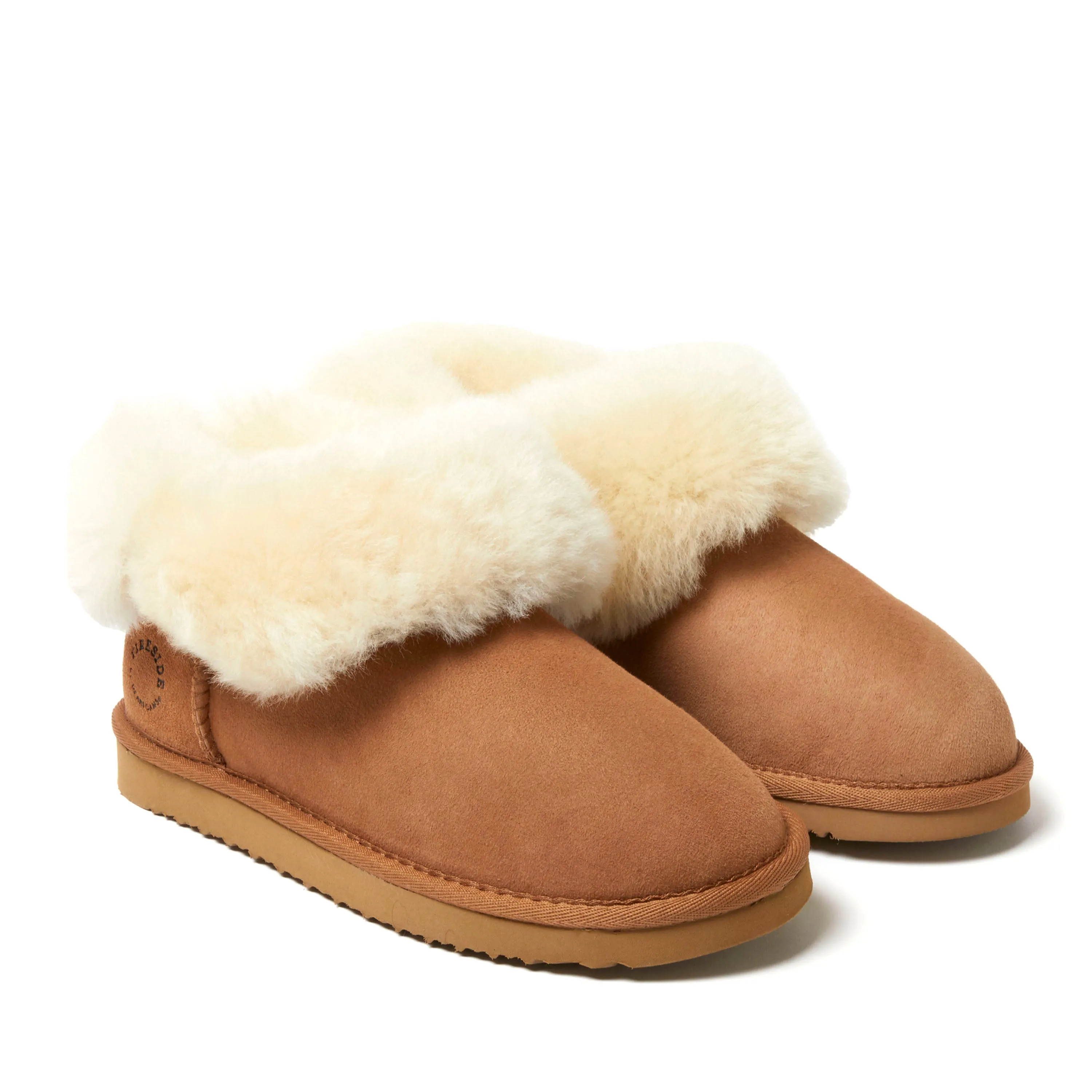 Fireside By Dearfoams Women's Perth Genuine Shearling Foldover Boot