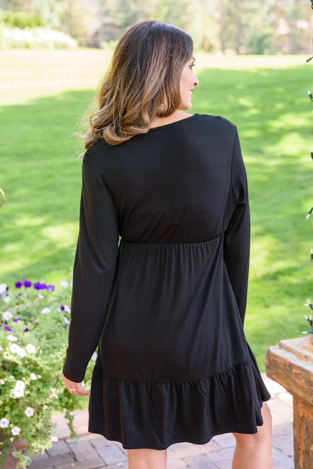 Full Attention V Neck Long Sleeve Dress In Black - 9/29/2022