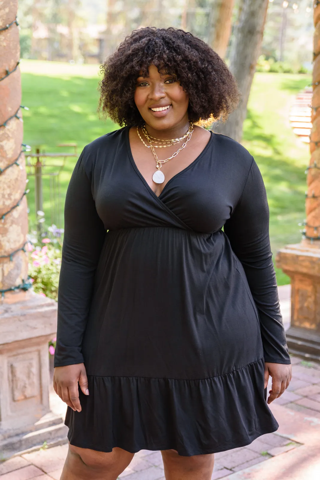 Full Attention V Neck Long Sleeve Dress In Black - 9/29/2022