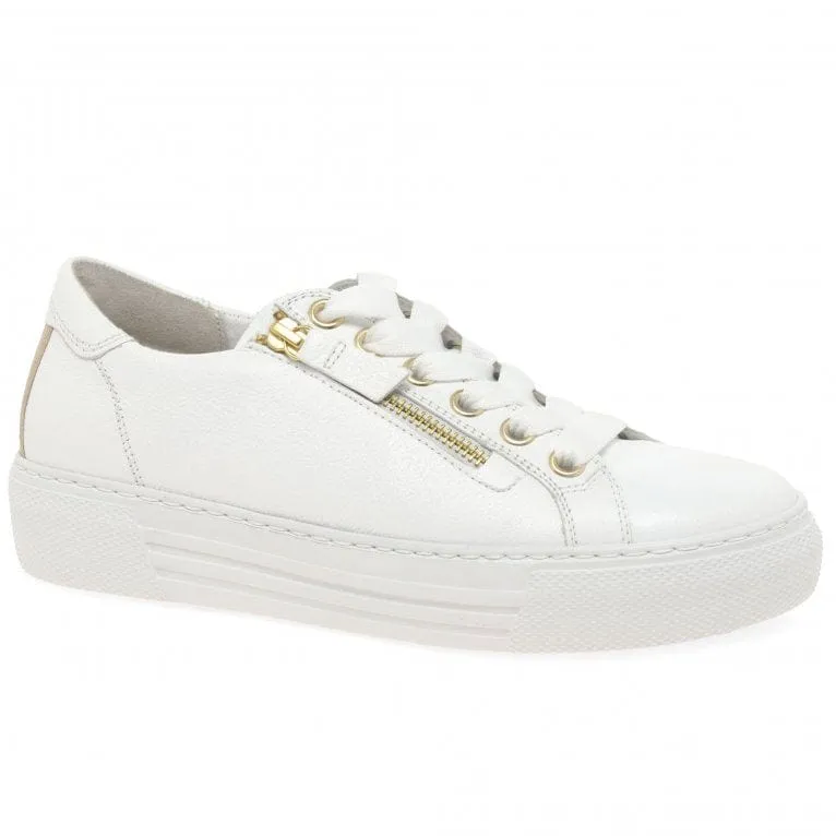 Gabor Gold Zip Trainer White