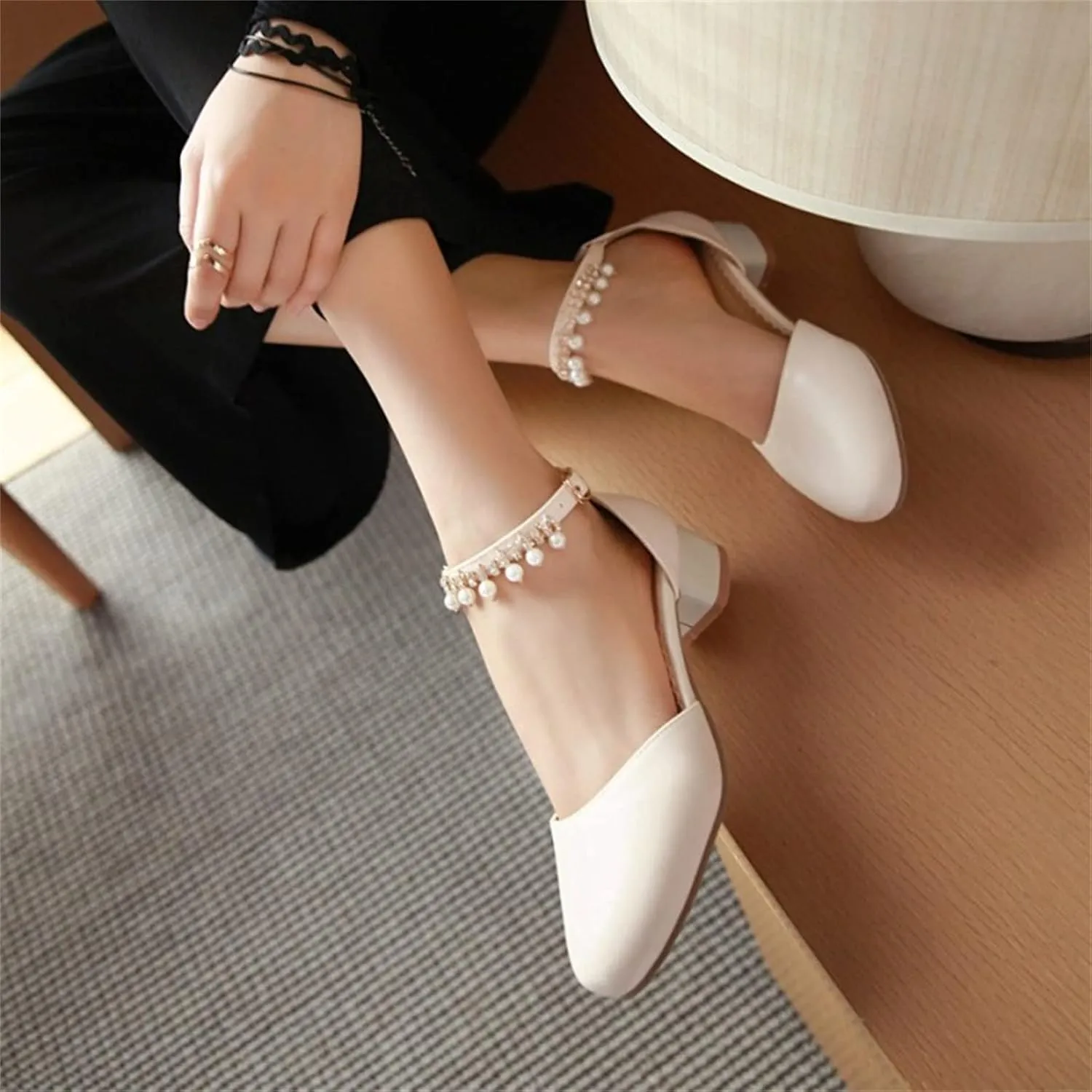 Girls Mary Jane Dress Shoes Pumps Low Heels Flower Party High School Prom Sandals Party Wedding Shoes