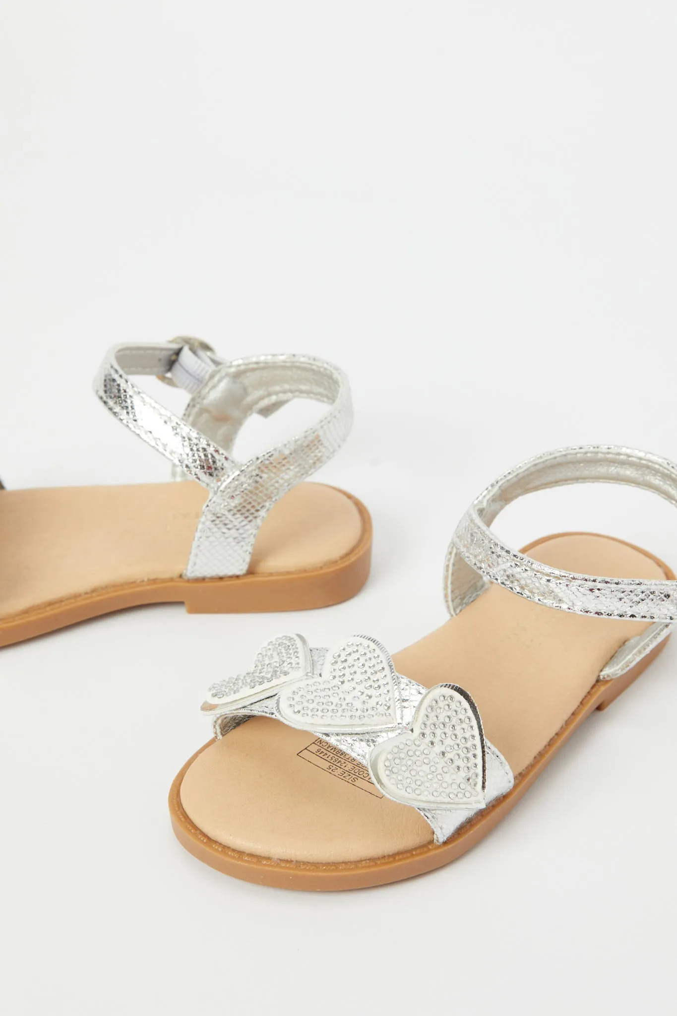 Girls Silver Diamante Sandal