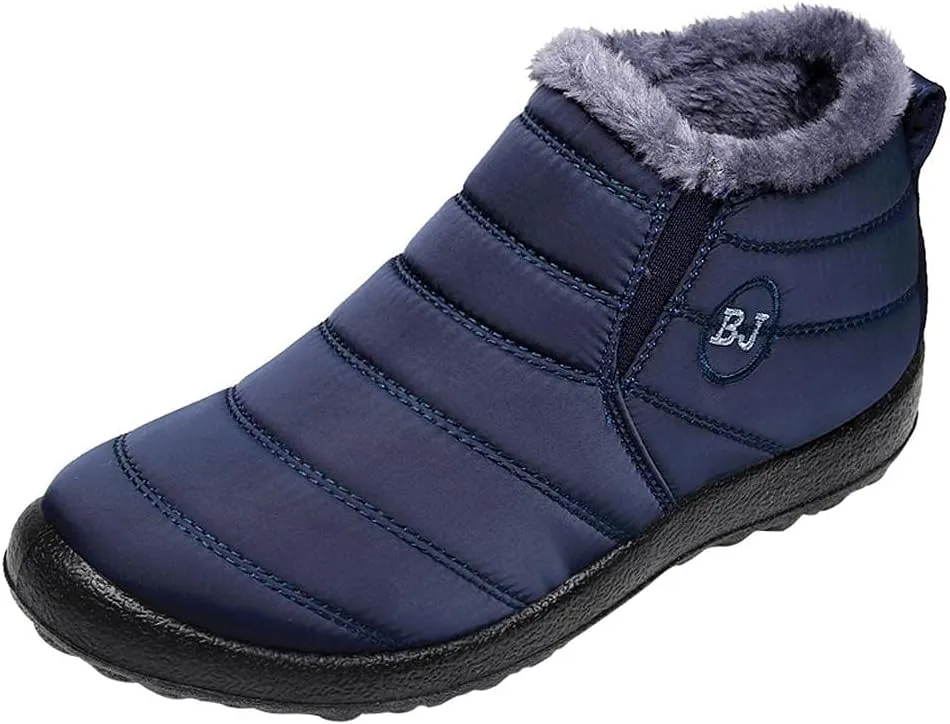 Hbeylia Winter Snow Boots For Women Ladies Waterproof Thermal Faux Fur Lined Non Slip Low Heels Ankle Booties Soft Cozy Warm Plush Fleece Lining Short Boots For Cold Weather Outdoor Ski Skiing Hiking